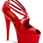 Pleaser 6″ Valentine Red Heel Delight Platform Sandal available from Lingerie.com.au