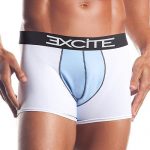 Excite  White with Light Blue Classic Cotton Boxers available from Lingerie.com.au