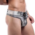 Male Power Molten Steel Lace Up Thong available from Lingerie.com.au