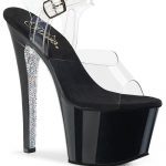 Pleaser Sky 7″ Platform Sandal With Rhinestone Accents available from Lingerie.com.au