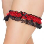 Coquette Adornment Black & Red Lace Leg Garter available from Lingerie.com.au