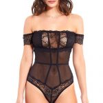 iCollection She’s Fierce Off-Shoulder Lace & Mesh Teddy available from Lingerie.com.au