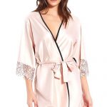 iCollection Beauty Sleep Satin & Eyelash Lace Robe available from Lingerie.com.au