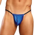 Male Power Liquid Blue Satin Posing Strap available from Lingerie.com.au