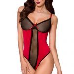 Avanua Lovia Red with Black Bodysuit available from Lingerie.com.au