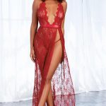 Dreamgirl Love Letter Long Lace Gown With Thong available from Lingerie.com.au