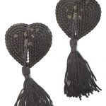 Coquette Black Sequin Heart Pasties with Tassels available from Lingerie.com.au