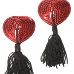 Coquette Red Sequin Heart Pasties with Tassels available from Lingerie.com.au