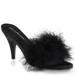 Fabulicious by Pleaser Amour 3″ Heel Black Marabou Puff Slipper available from Lingerie.com.au
