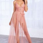 Dreamgirl Pastel Charms Lace Teddy with Maxi Skirt available from Lingerie.com.au