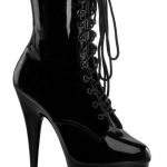 Pleaser Delight 6 Heel Black Patent Platform Ankle Boot available from Lingerie.com.au