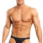 Male Power Liquid Satin Black Thong available from Lingerie.com.au