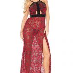 Coquette Love Note Damask & Mesh Gown available from Lingerie.com.au