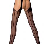 Passion Erotic Marcella Black Striped Fishnet Suspender Stockings available from Lingerie.com.au